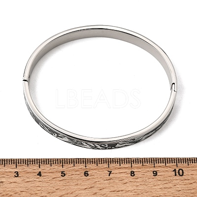304 Stainless Steel Black Enamel Skin Print Hinged Cuff Bangles for Women SA-CBAC920-04P-1
