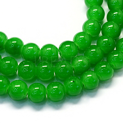 Baking Paint Imitation Jade Glass Round Bead Strands X-DGLA-Q021-8mm-10-1