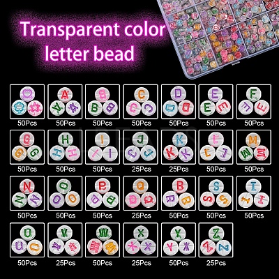 1200Pcs 24 Style Transparent Acrylic Enamel Beads MACR-YW0001-66-1