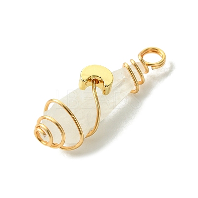 2Pcs Electroplated Natural Quartz Crystal Dyed Copper Wire Wrapped Pendants PALLOY-JF03163-01-1