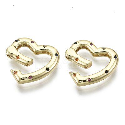 Brass Micro Pave Cubic Zirconia Spring Gate Rings ZIRC-N039-027-NF-1