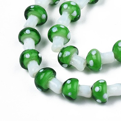 Mushroom Handmade Lampwork Beads Strands LAMP-R116-26-1