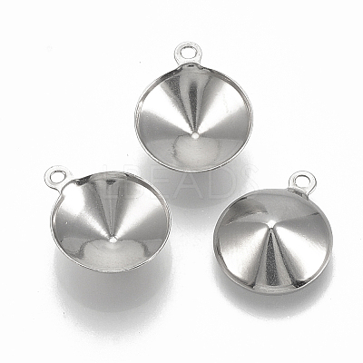 Tarnish Resistant 201 Stainless Steel Pendant Rhinestone Settings STAS-S057-41C-1