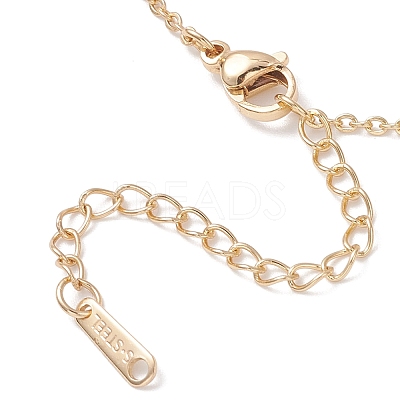 Brass Glass Cross Pendant 304 Stainless Steel Cable Chain Necklaces for Women NJEW-JN05545-1