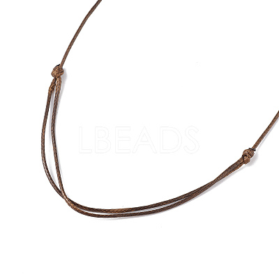 Natural Green Aventurine Nugget Pendant Necklace with Waxed Cord for Women NJEW-F306-01A-1