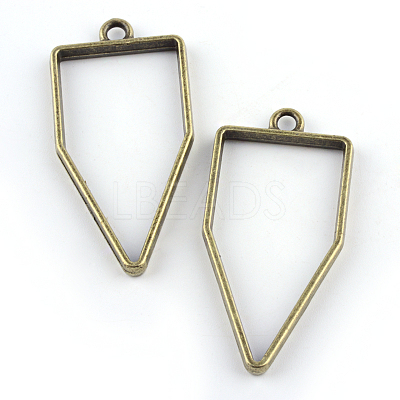 Rack Plating Alloy Polygon Open Back Bezel Pendants PALLOY-S047-10F-FF-1
