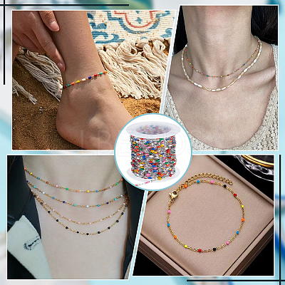 304 Stainless Steel Enamel Dapped Chains CHS-WH0010-06P-1-1