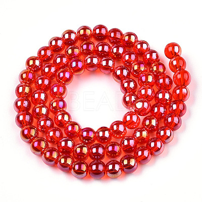 Electroplate Transparent Glass Beads Strands GLAA-T032-T6mm-AB09-1