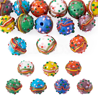 14Pcs 7 Colors Handmade Lampwork Bumpy Beads LAMP-TA0002-42-1