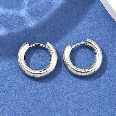 Tarnish Resistant 304 Stainless Steel Huggie Hoop Earrings EJEW-F111-14mm-P-1