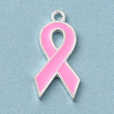 Breast Cancer Pink Awareness Ribbon Theme Alloy Enamel Pendants LS-ENAM-A147-01L-1