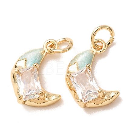 Brass Micro Pave Clear Cubic Zirconia with Enamel Charms CU-K002-47G-B-1
