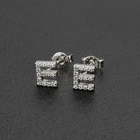 Brass Micro Pave Clear Cubic Zirconia Stud Earrings FS-WGC2F12-05-1
