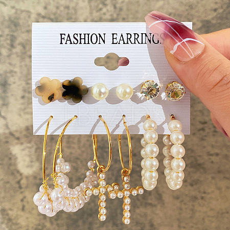 Alloy & Plastic Pearl Earring Sets WG17A46-06-1