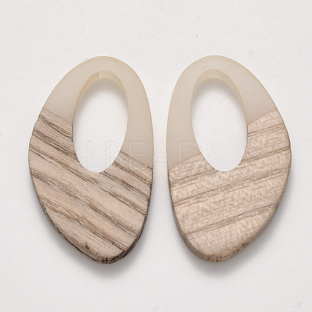 Transparent Resin & Wood Pendants X-RESI-S384-005A-C01-1