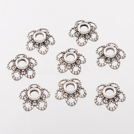 5-Petal Flower Tibetan Silver Fancy Bead Caps AA484-1