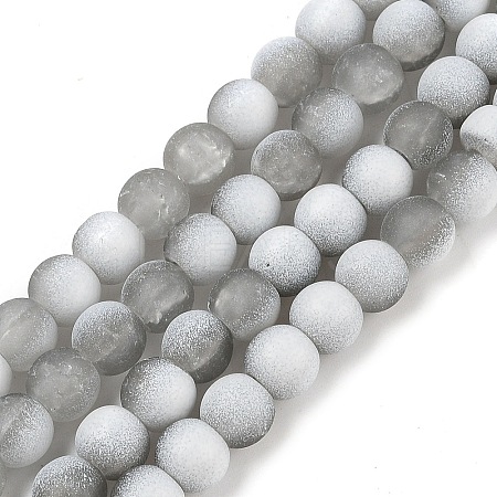 Frosted Crackle Glass Beads Strands GLAA-U001-6mm-M06-1
