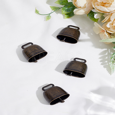4Pcs Retro Iron Bell Pendants IFIN-LP0001-38-1
