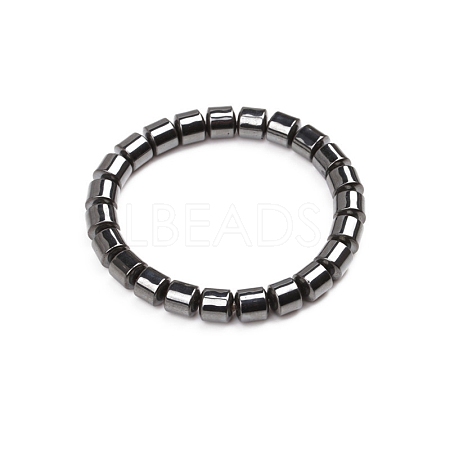 Non-magnetic Synthetic Hematite Beaded Stretch Bracelet PW-WG98097-04-1