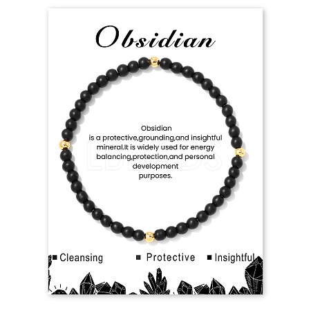 Natural Obsidian Beaded Stretch Bracelets for Women WA9993-7-1