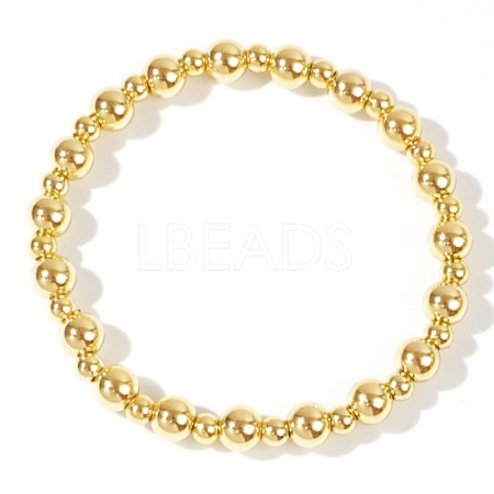 Bohemia Brass Round Beaded Stretch Bracelets TK0566-21-1