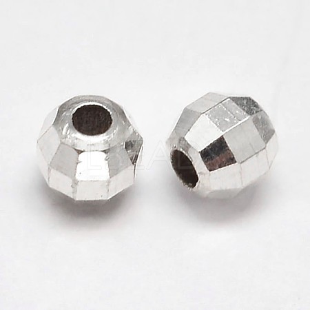 Faceted Round 925 Sterling Silver Beads STER-F012-02E-1