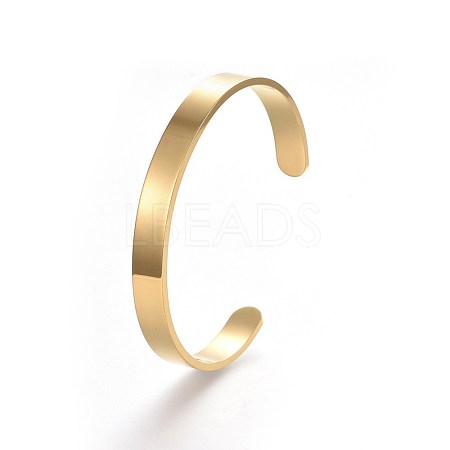 304 Stainless Steel Blank Cuff Bangles X-BJEW-E361-11G-1