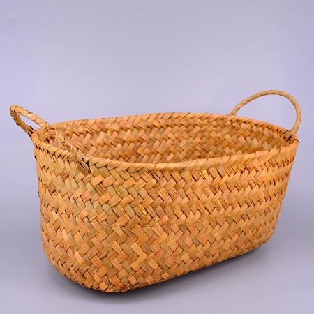 Straw Plaited Article Bread Storage Basket AJEW-WH0118-06-1