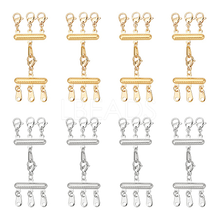 8Pcs 2 Colors 304 Stainless Steel Multi-strand Clasps with Lobster Claw Clasps FIND-UN0001-65-1