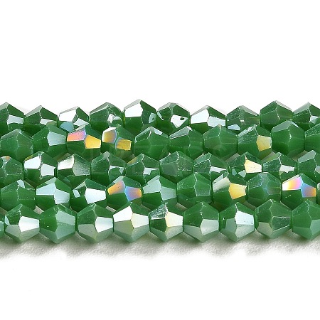Opaque Solid Color Electroplate Glass Beads Strands EGLA-A039-P4mm-B08-1