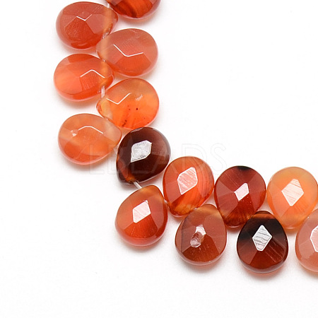 Dyed Natural Red Agate Gemstone Beads Strands G-T006-09-1