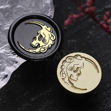 Halloween Theme Golden Tone Brass Wax Seal Stamp Head AJEW-O001-06G-1