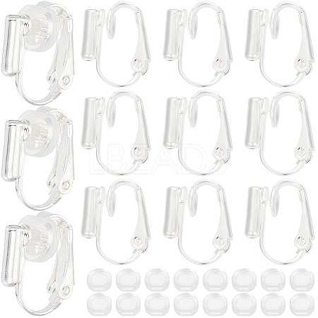 24Pcs Brass Clip-on Earring Converters Findings KK-SP0001-16S-1