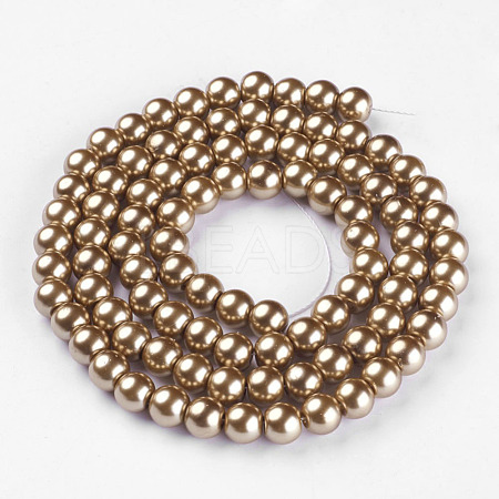 Round Glass Pearl Beads Strands JPS8MMY-125-1