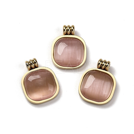 Real 14K Gold Plated 304 Stainless Steel Pendants STAS-R005-01G-03-1
