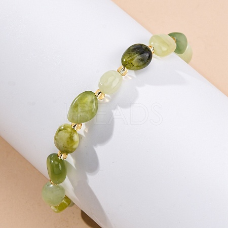Natural Xiuyan Jade Beaded Bracelets for Women G-P563-07P-09-1