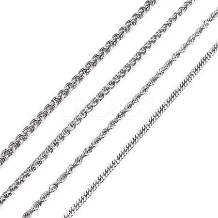 4Pcs 4 Styles 304 Stainless Steel Choker Necklaces for Women NJEW-TA0001-21-1