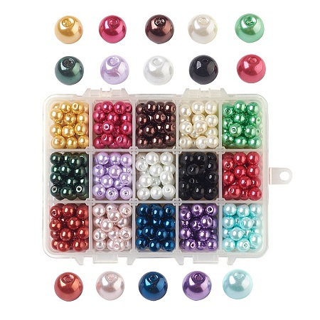 15 Color Glass Pearl Beads HY-X0008-8mm-1