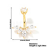 Elegant and Stylish Leaf Brass Rhinestone Belly Rings Curved Barbell UZ1894-5-1