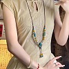 Alloy & Porcelain Beaded Barrel Tassel Pendant Long Bib Necklaces for Women WG23FEE-03-2