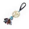 Natural Raw Turquoise & Mixed Stone Chips Tassel Pendant Decorations HJEW-P014-01G-07-1