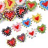 8Pcs 8 Colors Painted Glass Beads Bumpy Beads Heart LAMP-FS0001-50-3