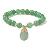 Natural Green Aventurine Stretch Bracelets with Teardrop Charms for Women BJEW-JB10110-02-1