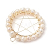 Natural Cultured Freshwater Pearl Round Beaded Ring Pendants PALLOY-JF02616-01-3