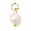 3Pcs 3 Colors Natural Cultured Freshwater Pearl Two Sides Polished Charms PALLOY-JF04036-4