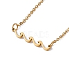 304 Stainless Steel Wave Pendant Necklace with Cable Chains for Women NJEW-I119-01G-3