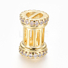 Hollow Brass Micro Pave Clear Cubic Zirconia Beads ZIRC-L085-53G-1