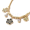 Crystal Rhinestone & Enamel Flower Charm Bracelet with Snake Chains BJEW-C022-03G-2