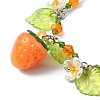 Glass & Resin & Acrylic Flower Charm Bracelet BJEW-JB09435-02-3