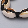 Natural Cowrie Shell Braided Beads Bracelets X-BJEW-JB05057-01-3
